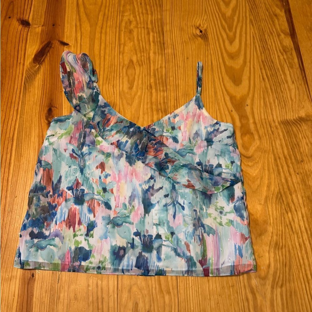 NWT Willa Story Multi Floral Blouse Tank Top Women’s SIZE LRG - Picture 3 of 9